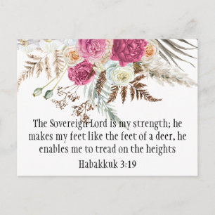 Habakkuk 3:19 Bible Verse Motivational Postcard Vykort