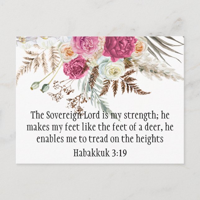 Habakkuk 3:19 Bible Verse Motivational Postcard Vykort (Framsida)