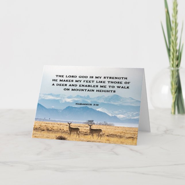 Habakkuk 3:19 LORD Gud är min STRENGTH Bible Kort (Framsida)