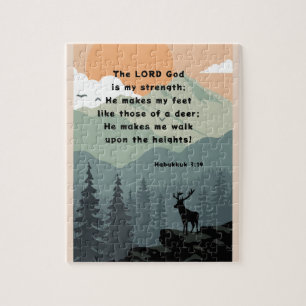 Habakkuk 3:19 Walk vid Heights Bible Verse Pussel