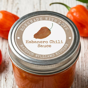 Habanero Chili Sauce Hemlagad Orange Chili Runt Klistermärke