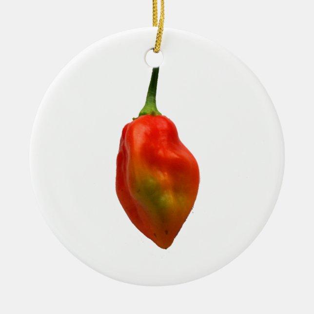 Habanerosingelpeppar fotograferar julgransprydnad keramik (Framsidan)