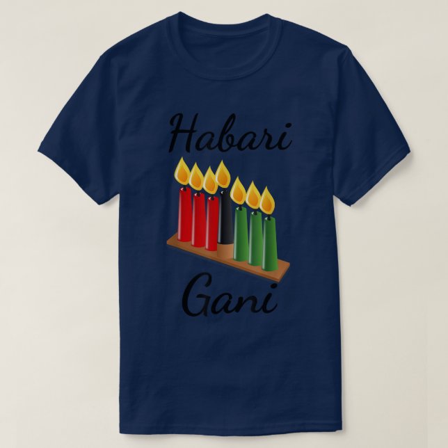Habari Gani Kinara Candles African American Celebr T Shirt (Design framsida)