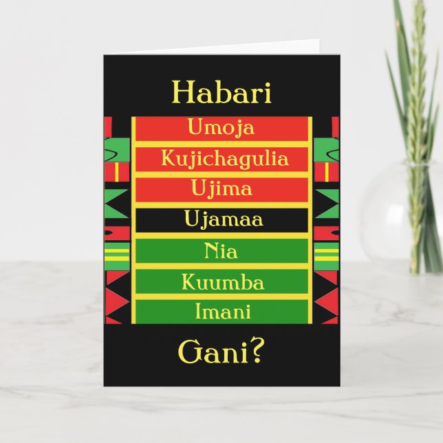Habari Gani Kwanzaa Greeting Card av A. McDaniel Helgkort (Framsida)