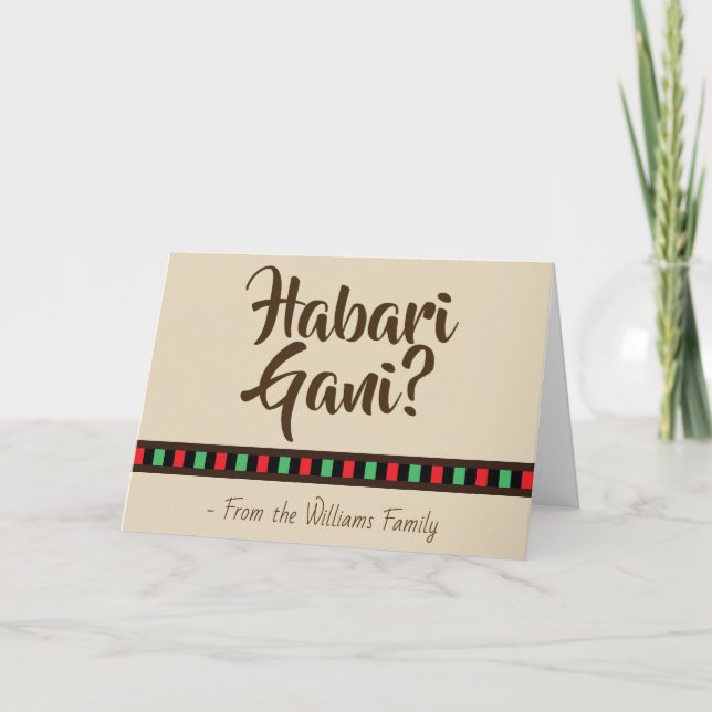 Habari Gani - Kwanzaa Helgdag Brown Tan Helgkort (Framsida)