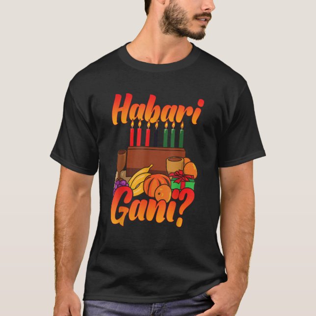 Habari Gani Kwanzaa T Shirt (Framsida)