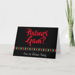 Habari Gani Red Black Grönt Kwanzaa Helgkort