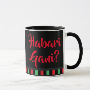 Habari Gani Red Black Grönt Ord Kwanzaa Mugg