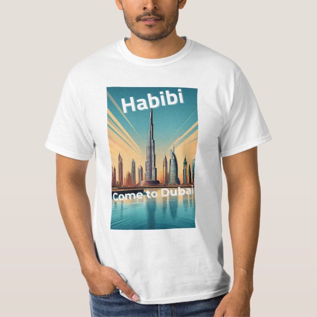 Habibi Kom till Dubai - Dubai Skyline T Shirt (Framsida)