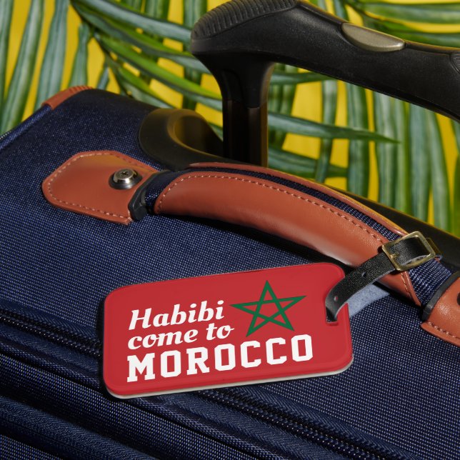 Habibi Kom till Marockos Flagga Red Grönt Star Bagagebricka (Framsida Insitu 3)