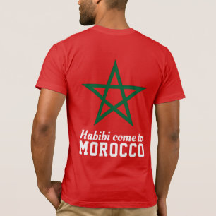 Habibi Kom till Marockos Flagga Red Grönt Star T Shirt