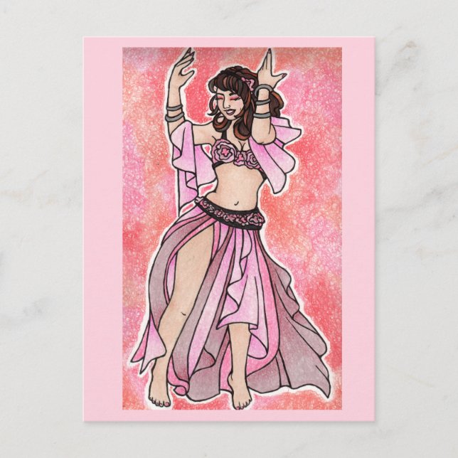 Habibi pink belly dancer poster vykort (Framsida)