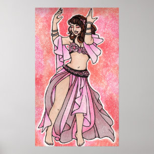 Habibi rosa belly dancer poster