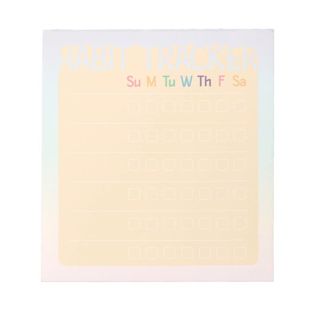 Habit Tracker (Orange Pastel Rainbow) Anteckningsblock (Framsida)