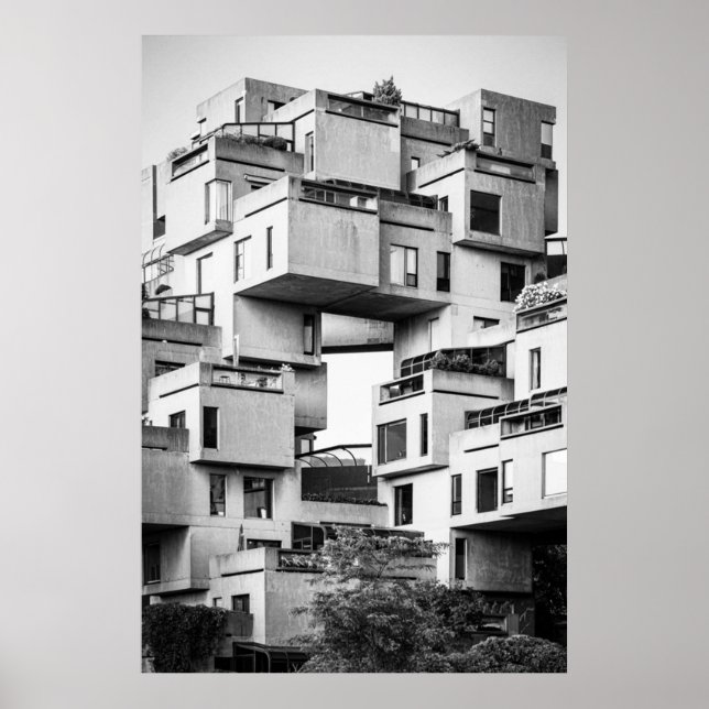 Habitat 67 Montreal Monochrome Poster (Framsidan)
