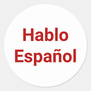 Hablo Español vit röd - spanska Runt Klistermärke