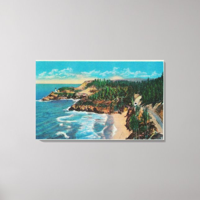 Hacenta Head Lighthouse och Cape PerpetuaCoast Canvastryck (Framsida)