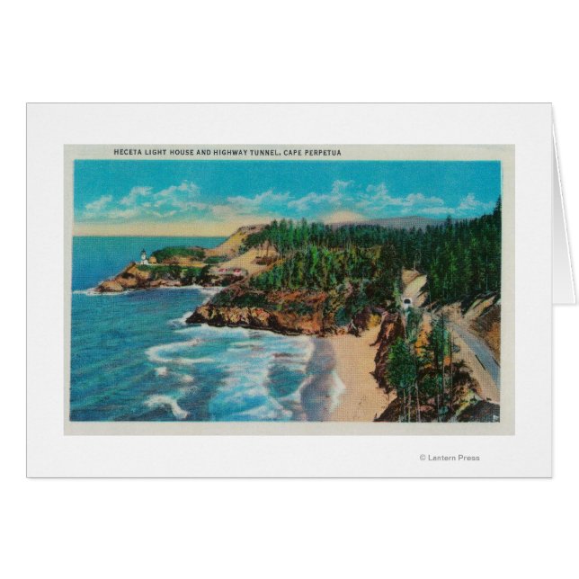 Hacenta Head Lighthouse och Cape PerpetuaCoast Hälsningskort (Framsidan Horizontal)
