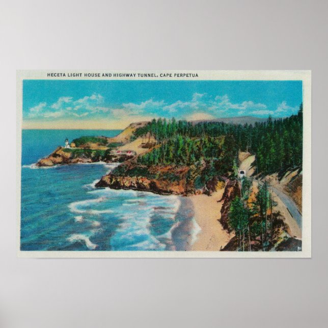 Hacenta Head Lighthouse och Cape PerpetuaCoast Poster (Framsidan)