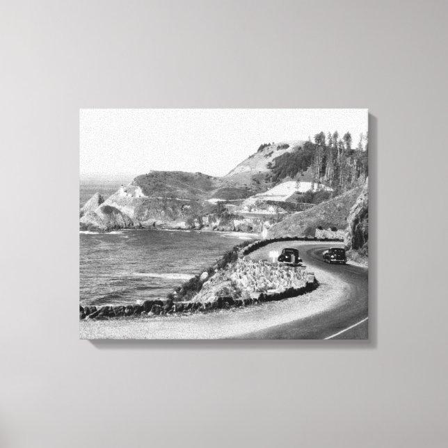 Hacenta Head Lighthouse och Oregon Kusten Highway Canvastryck (Framsida)