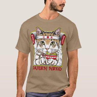 Hachimaki Neko Ramen Cat med bestämningsmål T Shirt