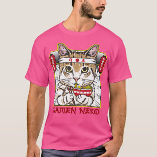 Hachimaki Neko Ramen Cat med bestämningsmål T Shirt