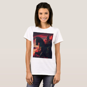 Hachiman staty med häst med dramatisk himmel t shirt