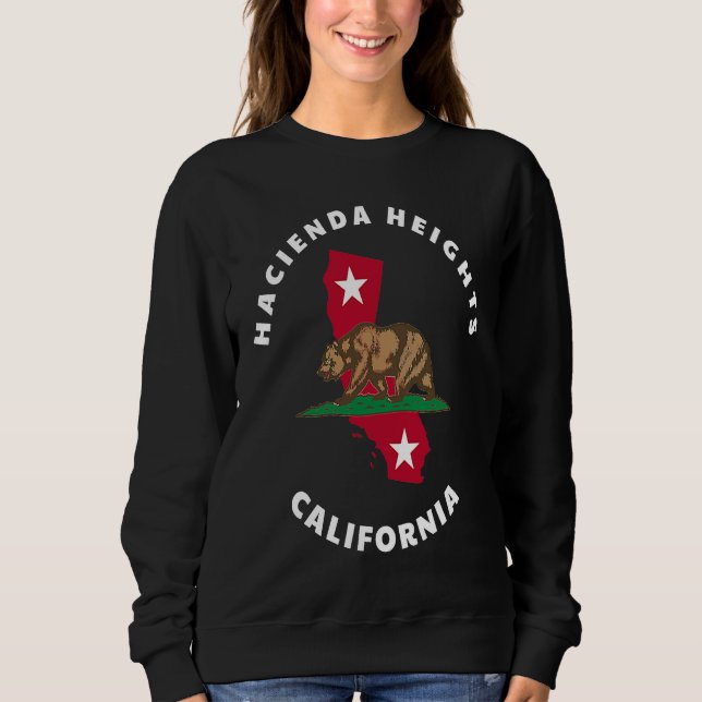 Hacienda Heights California CA Flag and Bear Badge T Shirt (Framsida)
