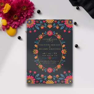 Hacienda Mexikanska Rustic Elegant Blommigt Bröllo Spara Datumet