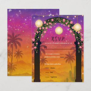 Hacienda Sunset Floral Arch 15:e Quinceañera-svar Inbjudningar