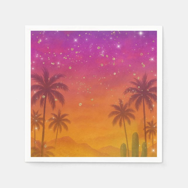 Hacienda Sunset Vibrant Fiesta Quinceañera Pappersservett (Framsidan)