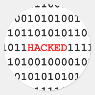 Hackad kod runt klistermärke