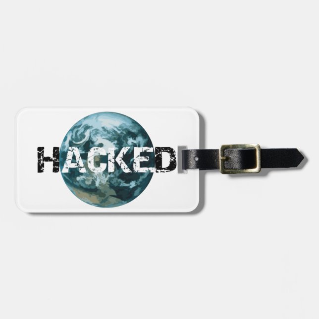 Hackad Planet Earth Bagagebricka (Horisontell Framsida)