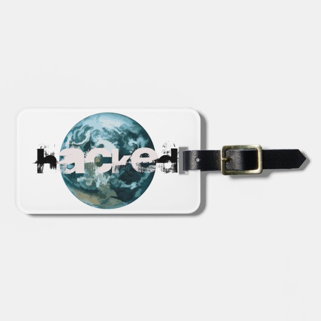 Hackad Planet Earth Bagagebricka (Horisontell Framsida)