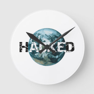 Hackad Planet Earth Rund Klocka