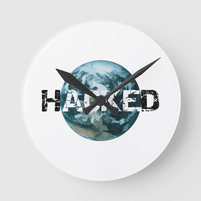 Hackad Planet Earth Rund Klocka (Framsida)