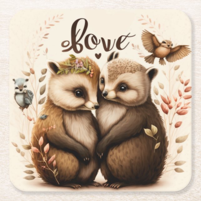 häckar i kärlek underlägg papper kvadrat (Framsidan)