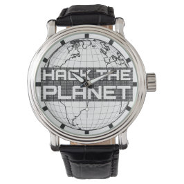 Hackar på Planet Mörk Globe Computer Hacker Design Armbandsur