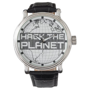 Hackar på Planet Mörk Globe Computer Hacker Design Armbandsur
