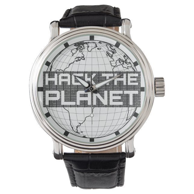 Hackar på Planet Mörk Globe Computer Hacker Design Armbandsur (Framsida)
