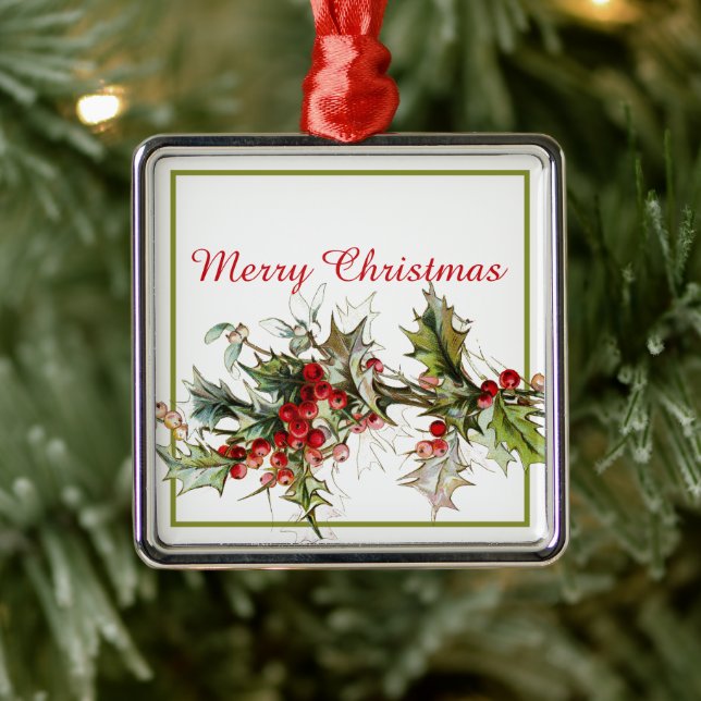 Häckburk och bär av metall julgransprydnad metall (Träd)