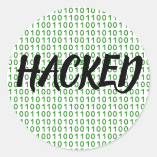 HACKED-binär kod Runt Klistermärke