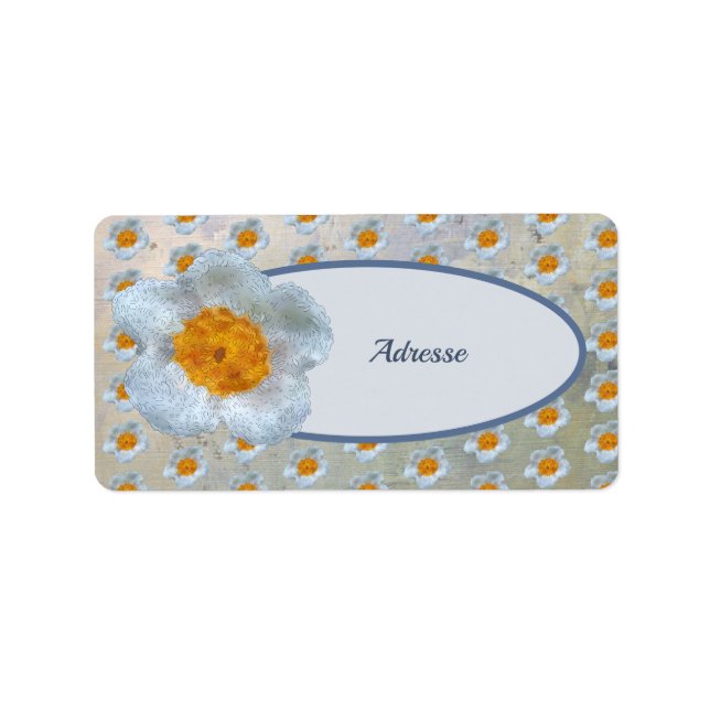 häckelblume  Adressaufkleber Adressetikett (Framsidan)