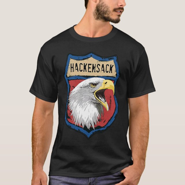 Hackensack Indian-stammen Eagle Insterstate T Shirt (Framsida)