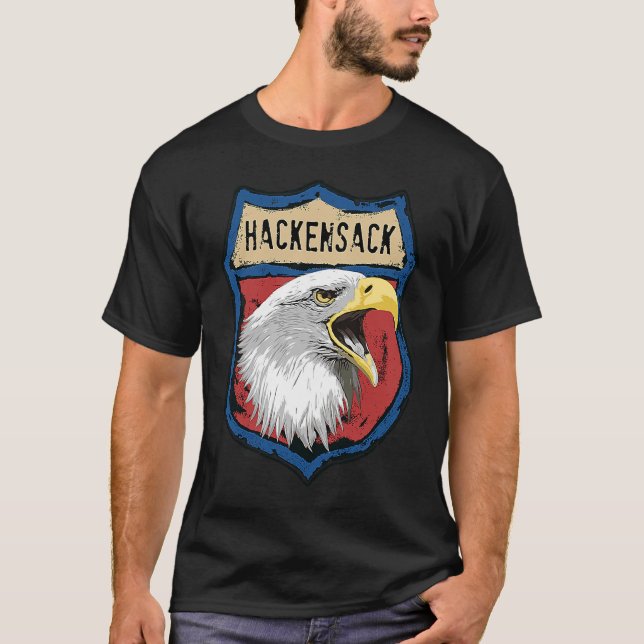Hackensack Indian-stammen Eagle Insterstate T Shirt (Framsida)