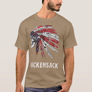 Hackensack Native American USA Flag Skull Headress T Shirt
