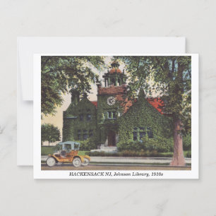 HACKENSACK NJ Johnson Bibliotek vintage 1910 Vykort