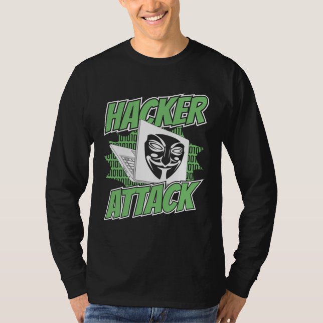 Hacker Attack White Hat Black Hat Ethical Hacking  T Shirt (Framsida)