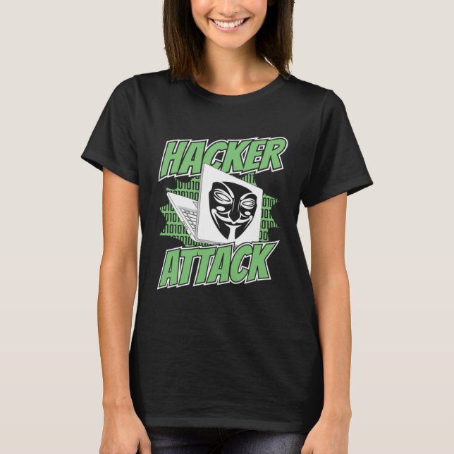 Hacker Attack White Hat Black Hat Ethical Hacking  T Shirt (Framsida)