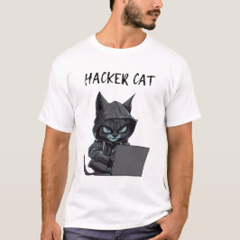 Hacker Cat Design T Shirt